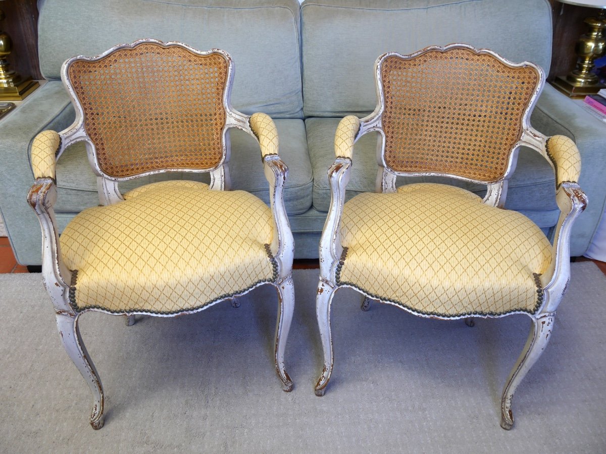 Pair Of French Louis XV Style Convertible Armchairs-photo-2