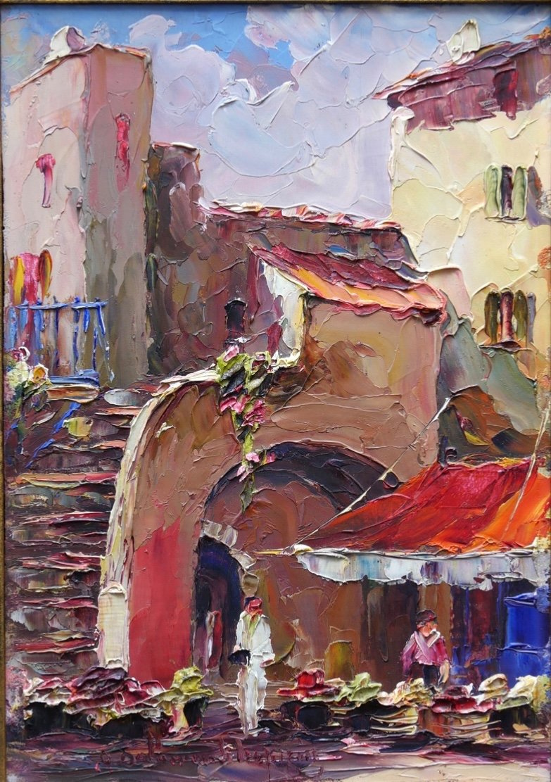 Painting By André Salomon Known As Salomon Le Tropézien Depicting A Square In Saint-tropez -photo-1