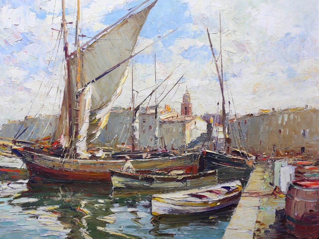 Painting Depicting The Port Of Saint-tropez By Tony Cardella-photo-2