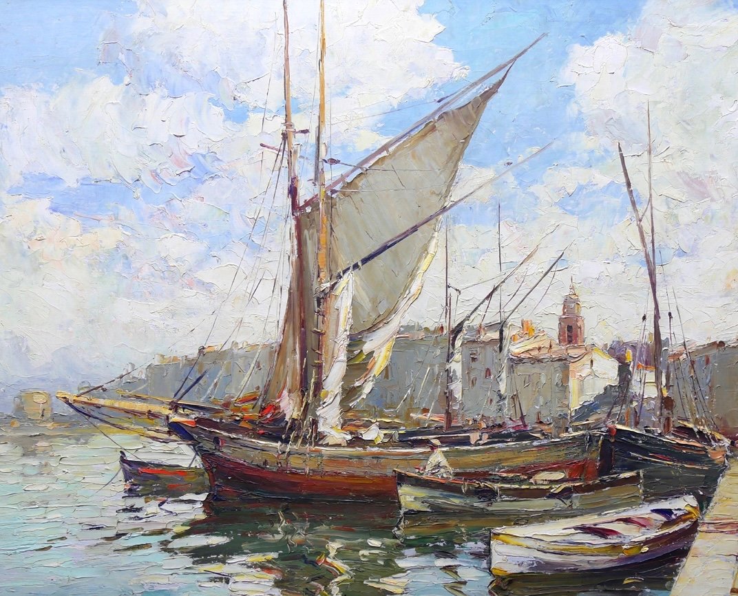 Painting Depicting The Port Of Saint-tropez By Tony Cardella-photo-3