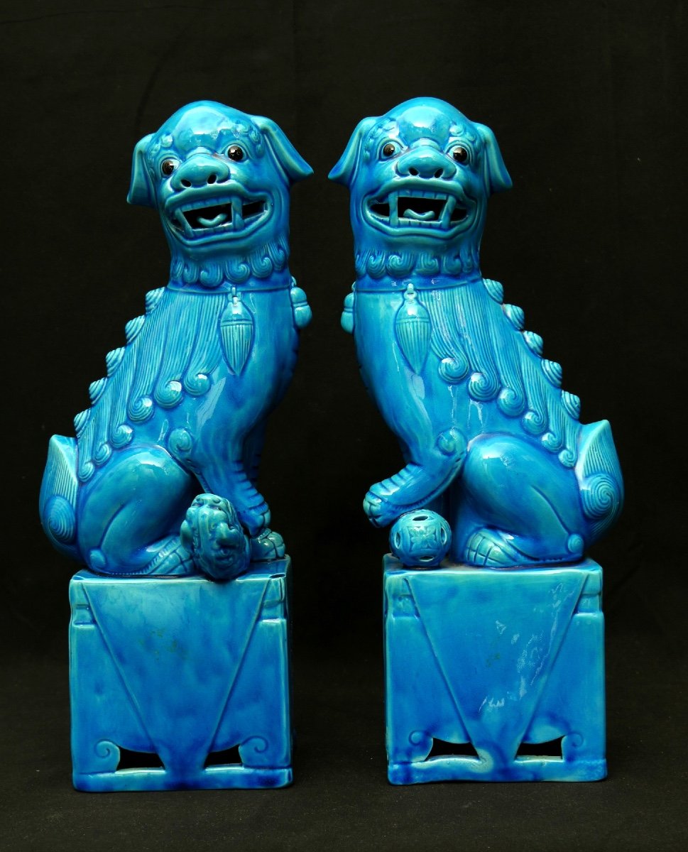 Large Pair Of Earthenware Fo Dogs -photo-7