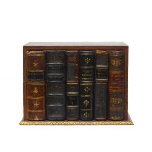 Coffret Boîte Faux Livres en cuir et bois