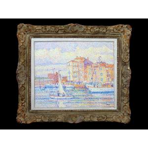 Tableau du Port de  Saint-Tropez par Yvonne Canu