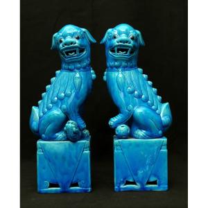 Large Pair Of Earthenware Fo Dogs 