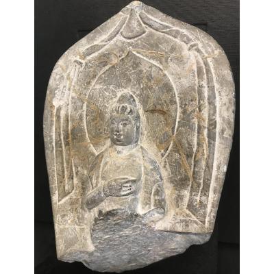 Bouddha En Pierre/ Fragment Avant XVII Eme 
