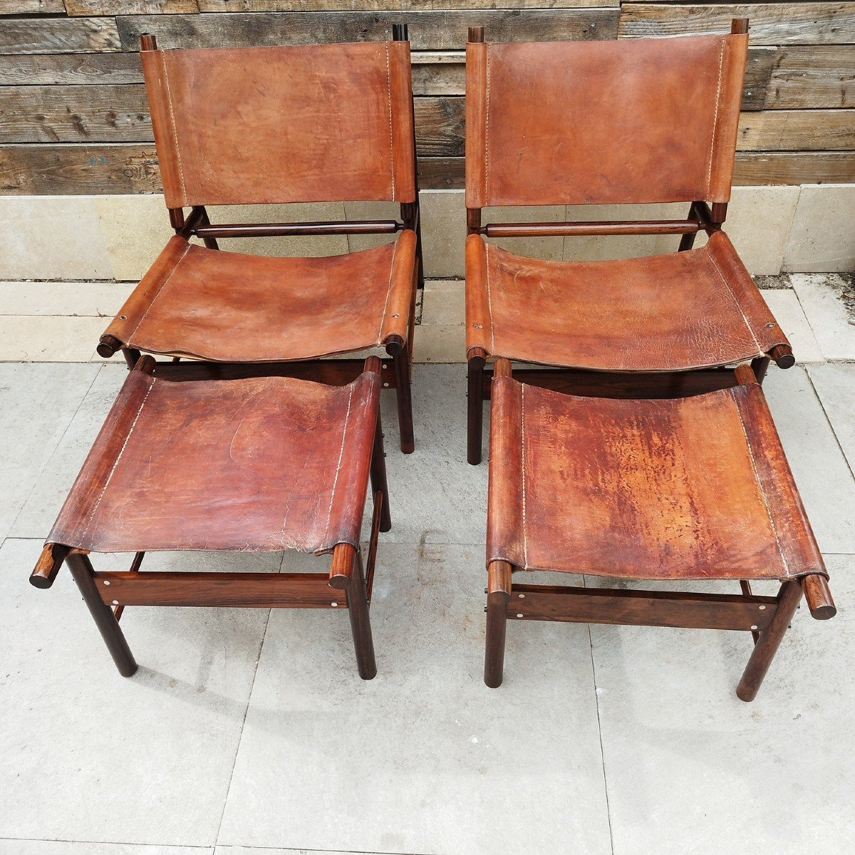 Rare Paire De Fauteuils Et Ottomans De Jorge Zalszupin, Circa 1960-photo-2