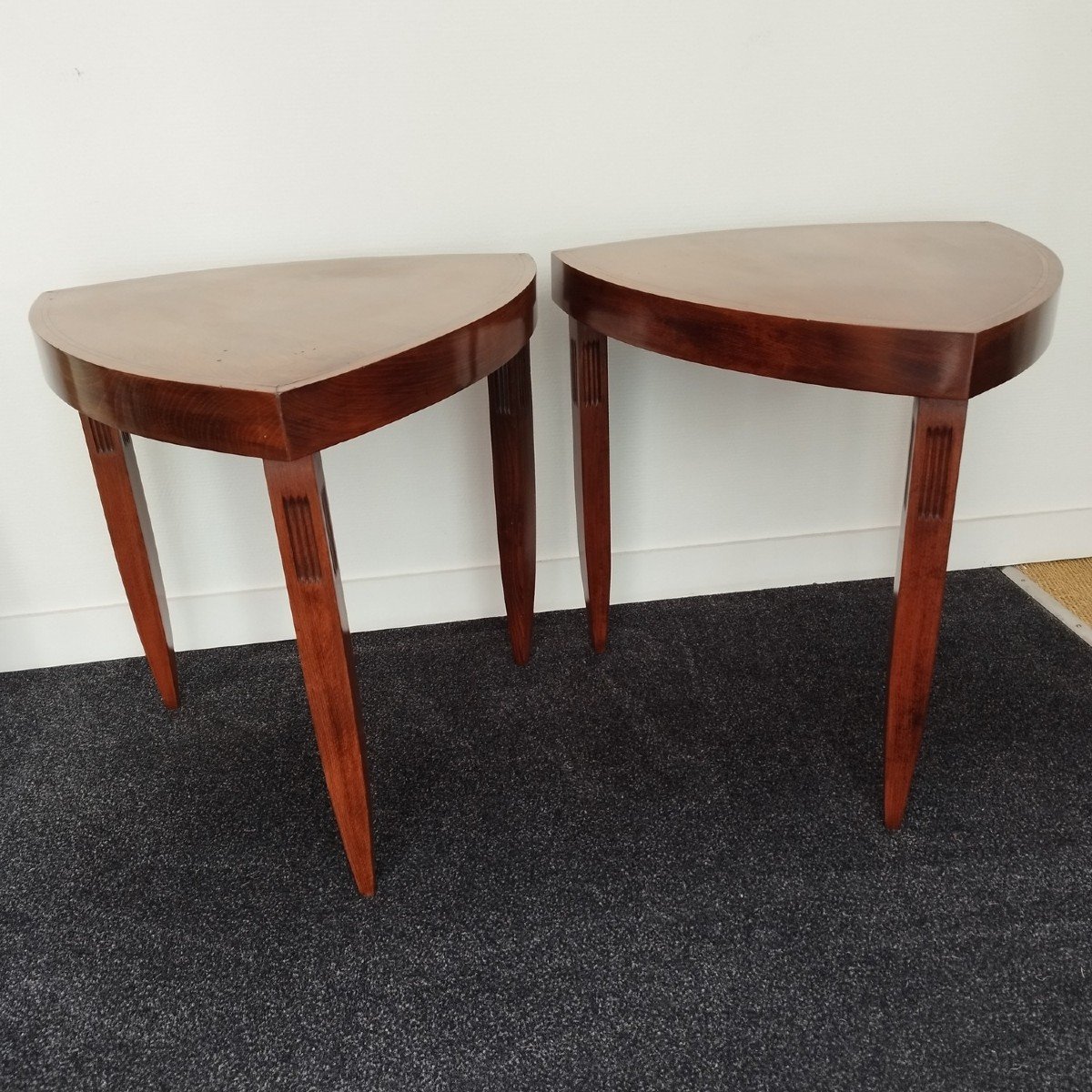 Pair Of Triangular Side Tables-photo-2