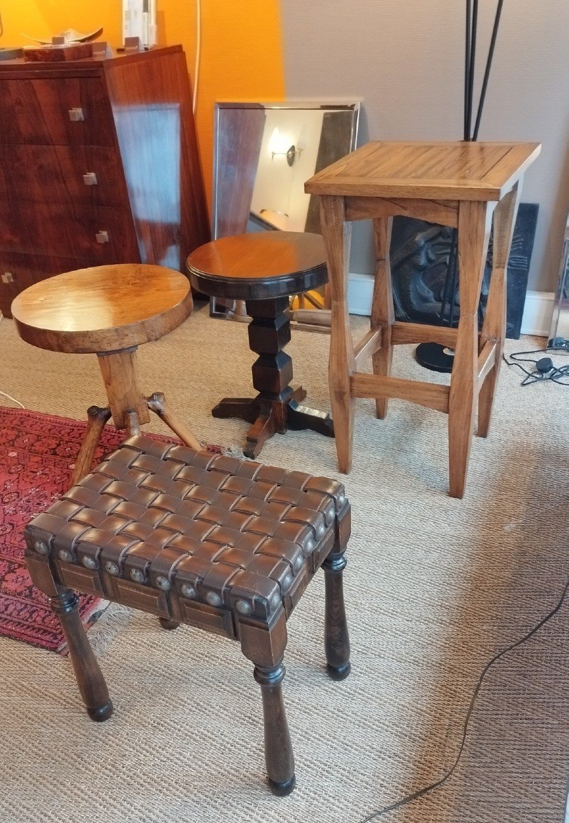 Side Table Stand In Solid Elm-photo-4