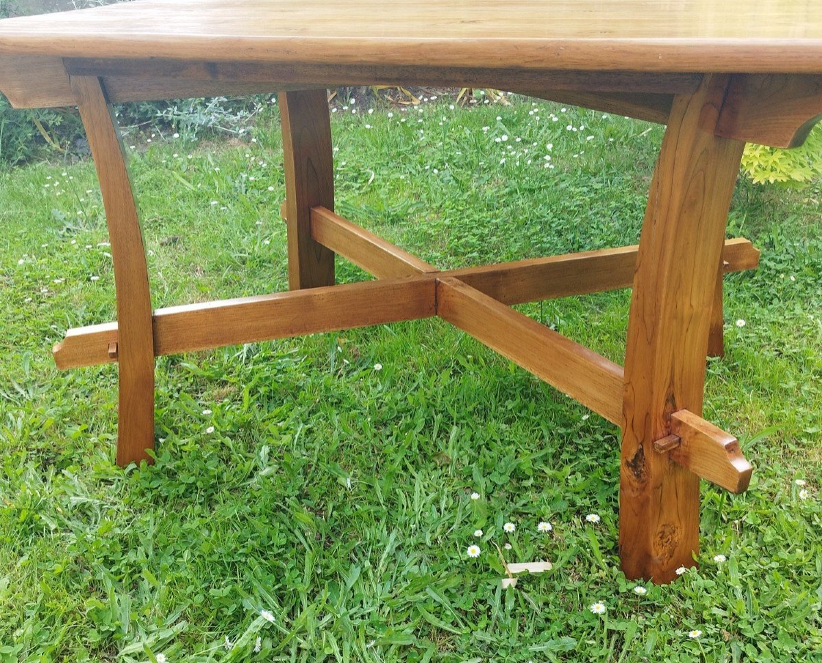 Petite Table de salle à manger Brutaliste En Orme Massif-photo-2