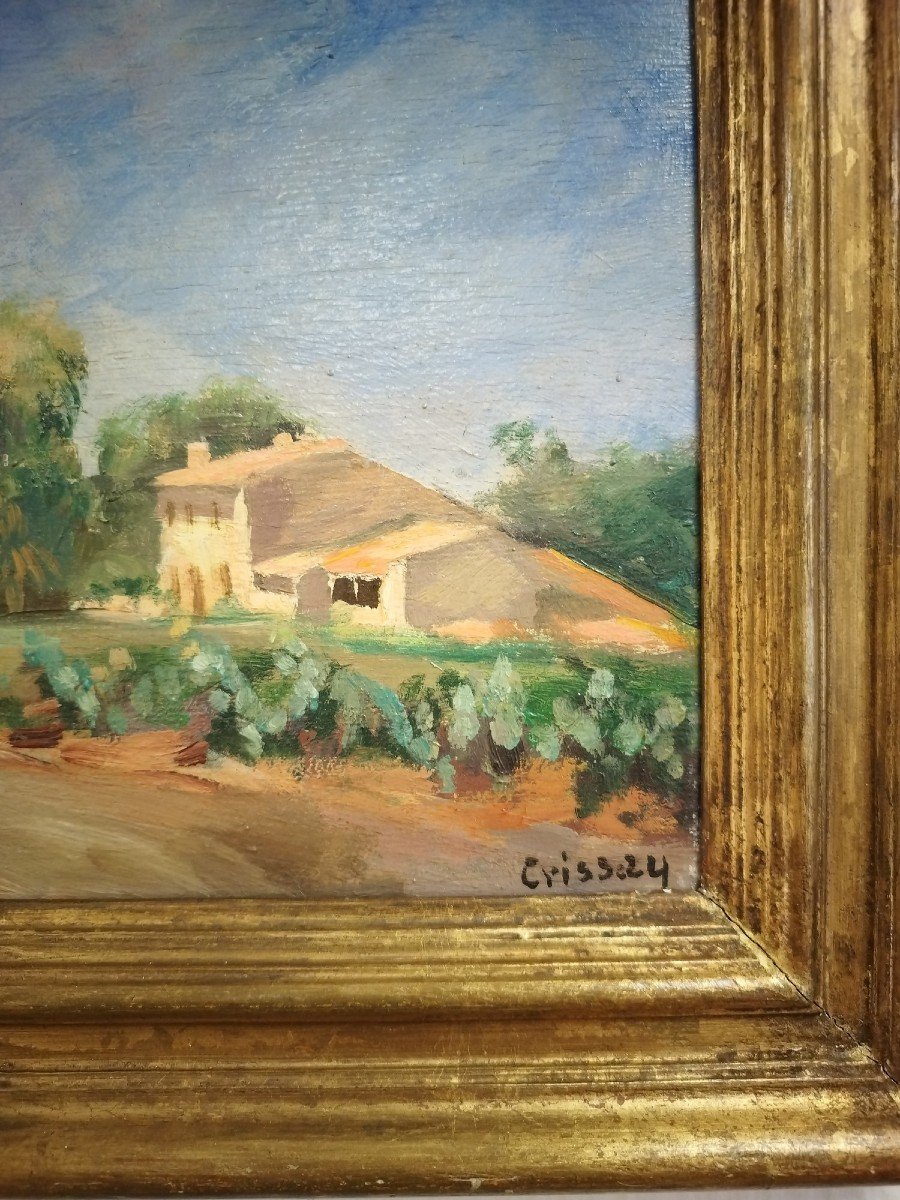 Ferme Provençale, Huile Sur Panneau De Marguerite Crissay-photo-2