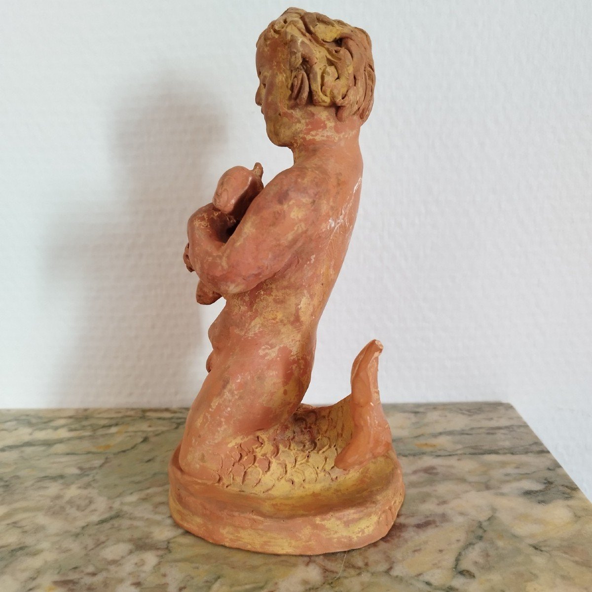 Sculpture Of A Triton In Terracotta, Monogrammed Mg And Dated 1958-photo-2