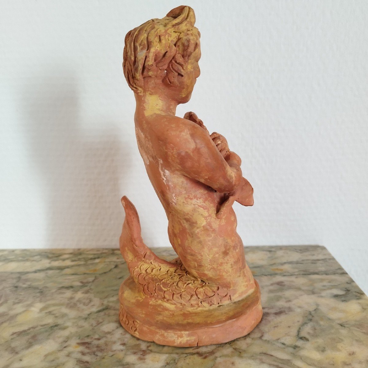 Sculpture Of A Triton In Terracotta, Monogrammed Mg And Dated 1958-photo-4