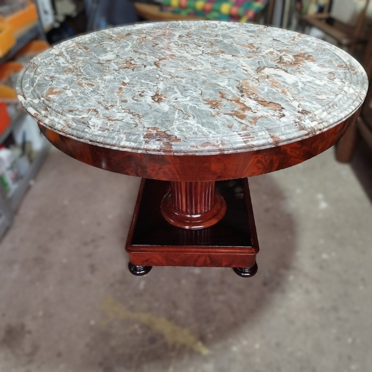 19th Century Round Center Table With Marble Top-photo-4