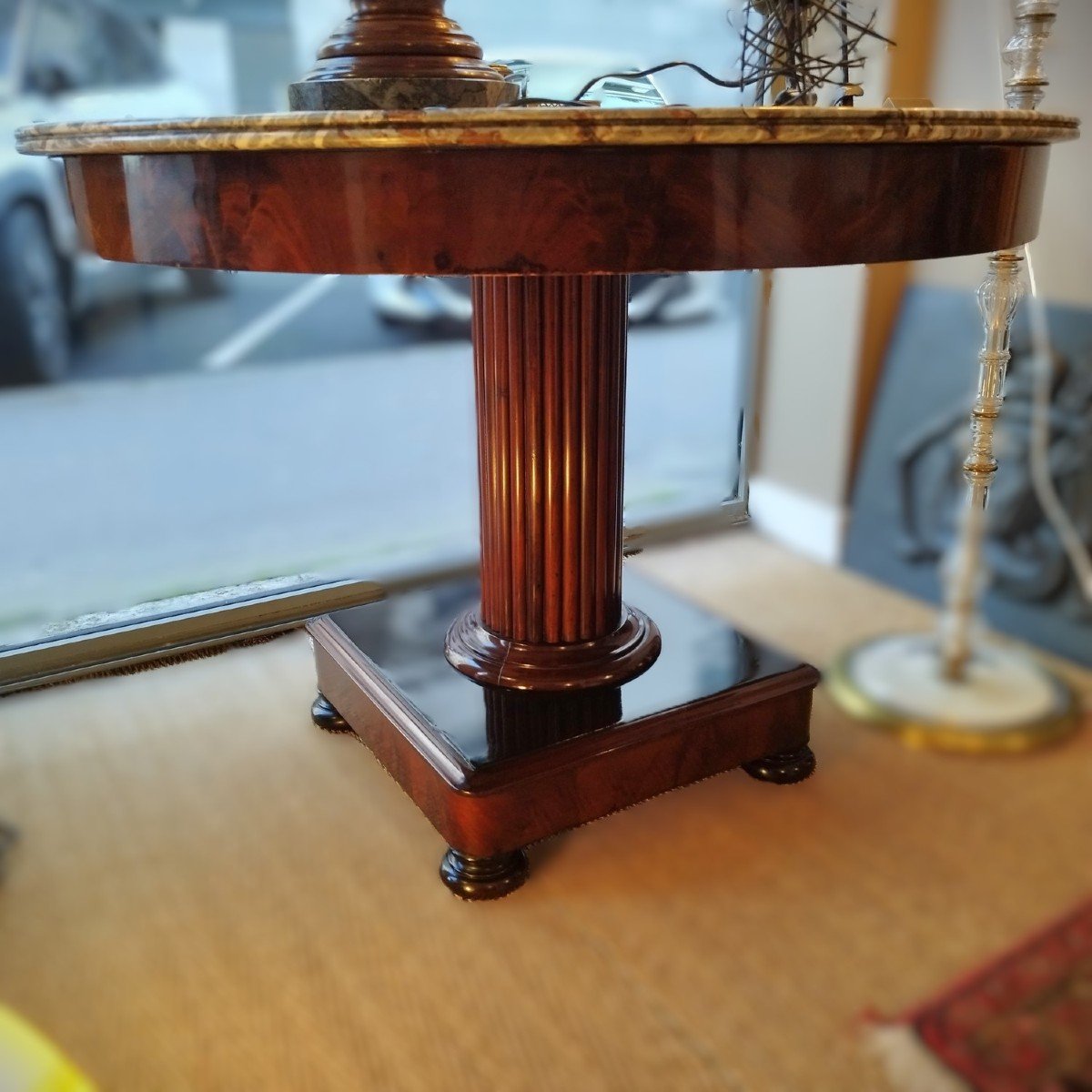 19th Century Round Center Table With Marble Top-photo-6