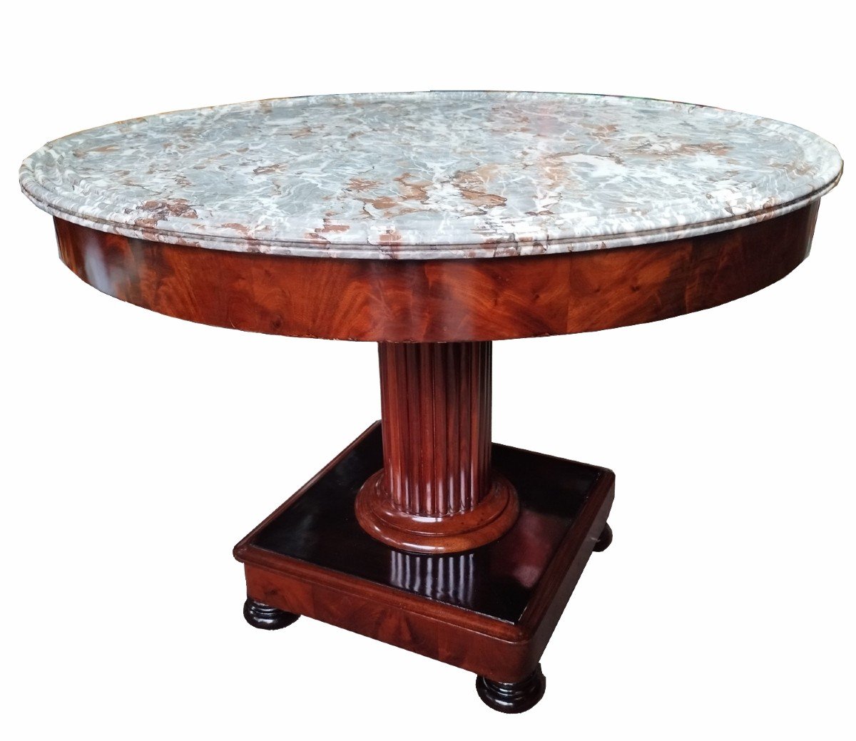 19th Century Round Center Table With Marble Top