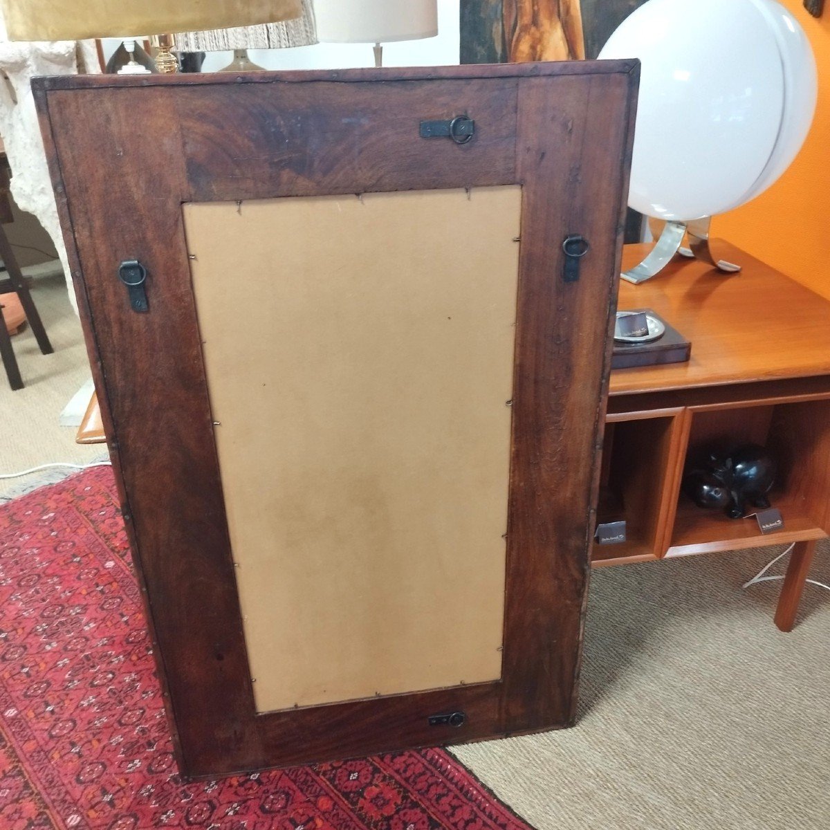 Large Leather Covered Mirror-photo-3