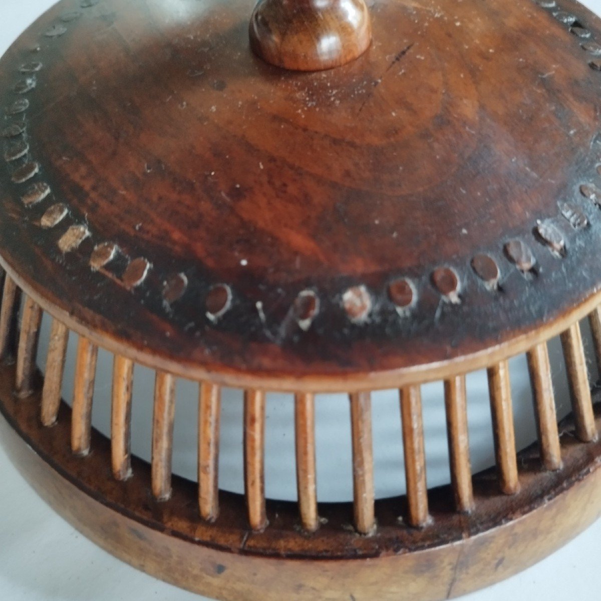 Small Fruit Basket In Cherry Wood And Alabaster, Italy, 19th Century-photo-1