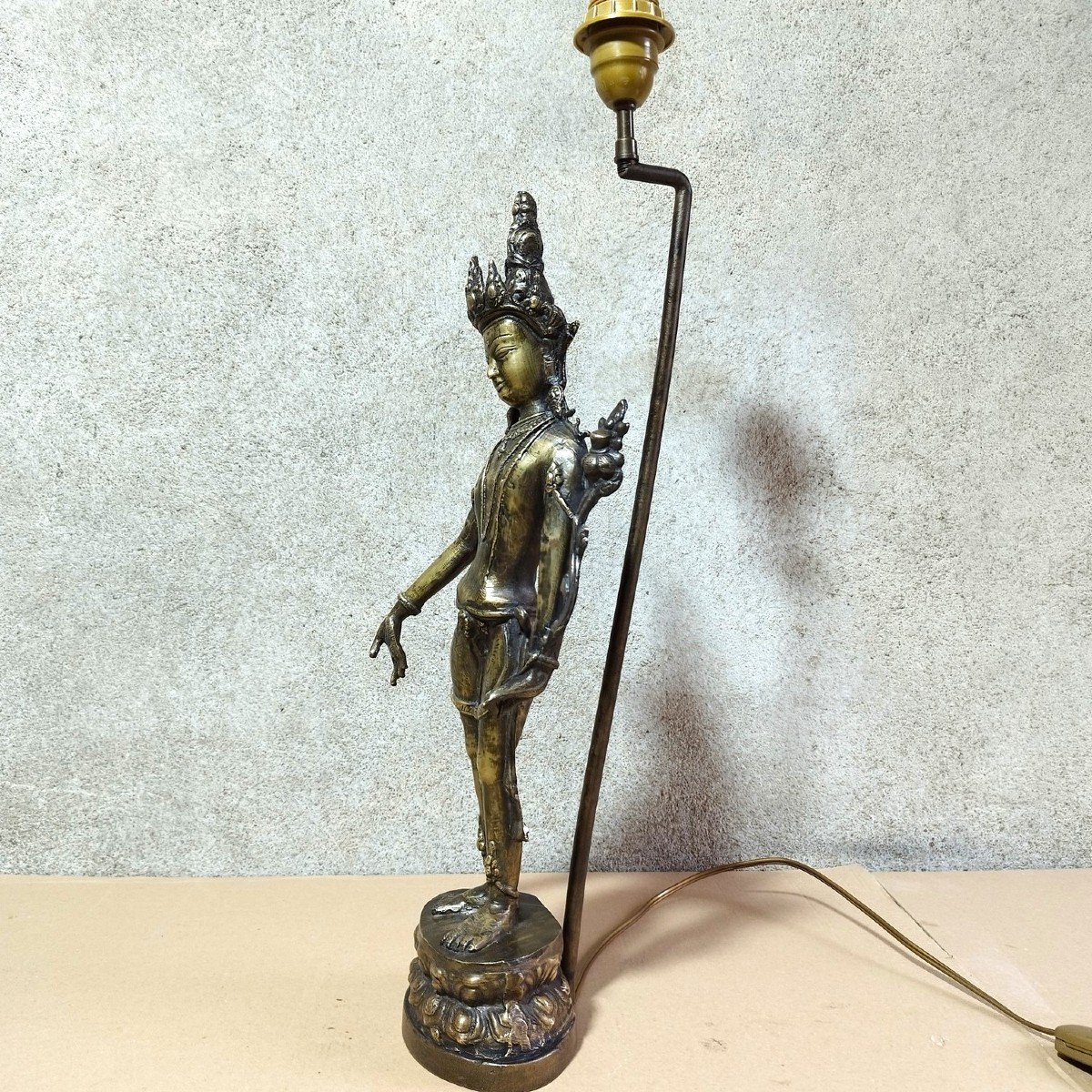 Bronze Buddha Lamp Base-photo-3