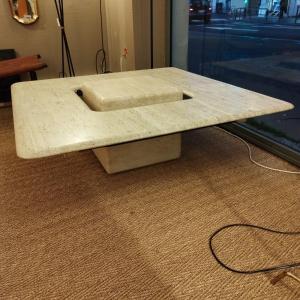 Travertine Coffee Table, With Floating Top