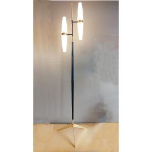 Floor Lamp In Gilt Brass And Lacquered Metal With 4 Lights From Maison Lunel