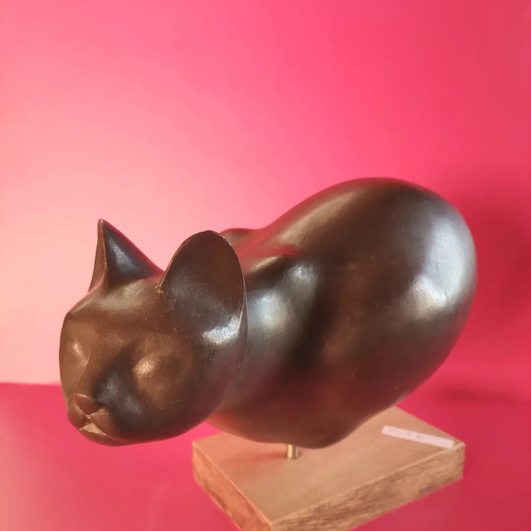 Sculpture The Cat By Lhoste