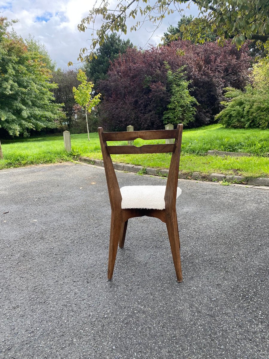 Guillerme And Chambron, Suite Of 10 Oak Chairs, Seats Redone In Wool, Circa 1960/1970-photo-2