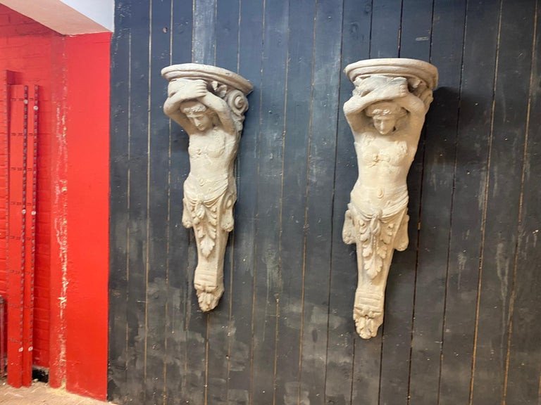 Pair Of Large Neo Classic Caryatids In Fiberglass Circa 1950-photo-8