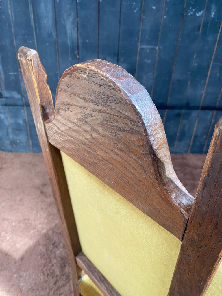 Set Of 6 High Back Oak Chairs Circa 1950-photo-8