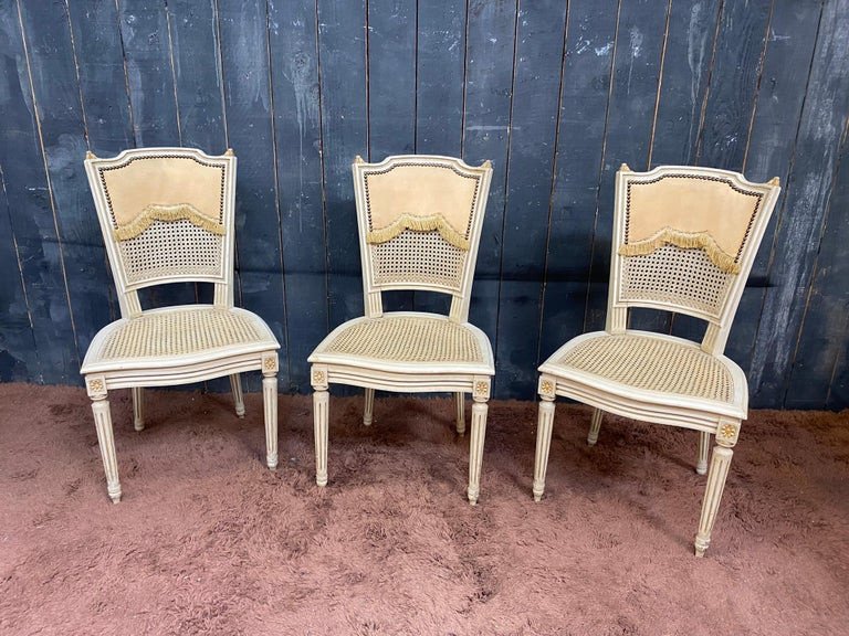 Set De Quatre élégantes Chaises Style Louis XVI, Circa 1950-photo-4