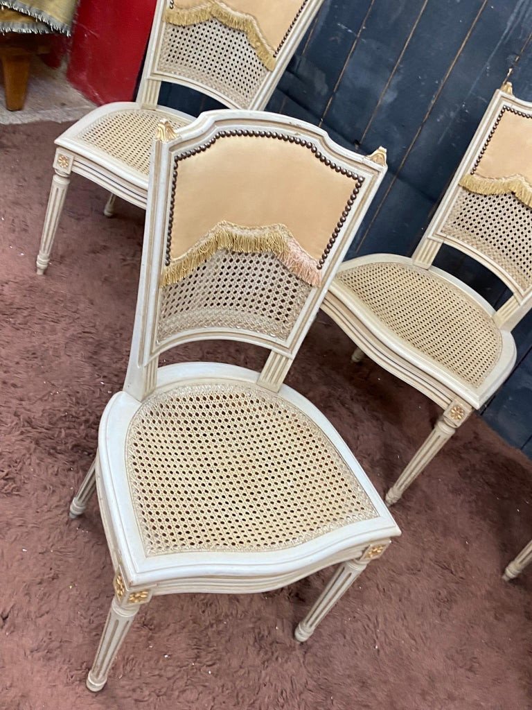 Set De Quatre élégantes Chaises Style Louis XVI, Circa 1950-photo-7