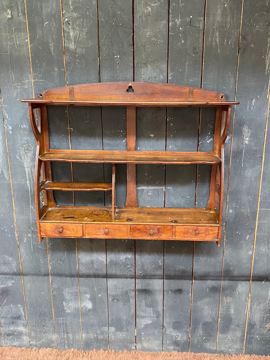 Art Nouveau Period Shelf In Stained Beech Circa 1900-photo-1