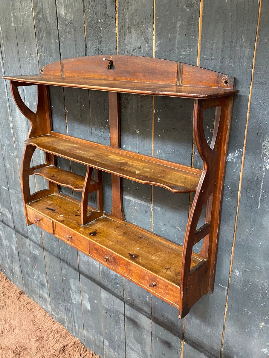 Art Nouveau Period Shelf In Stained Beech Circa 1900-photo-2