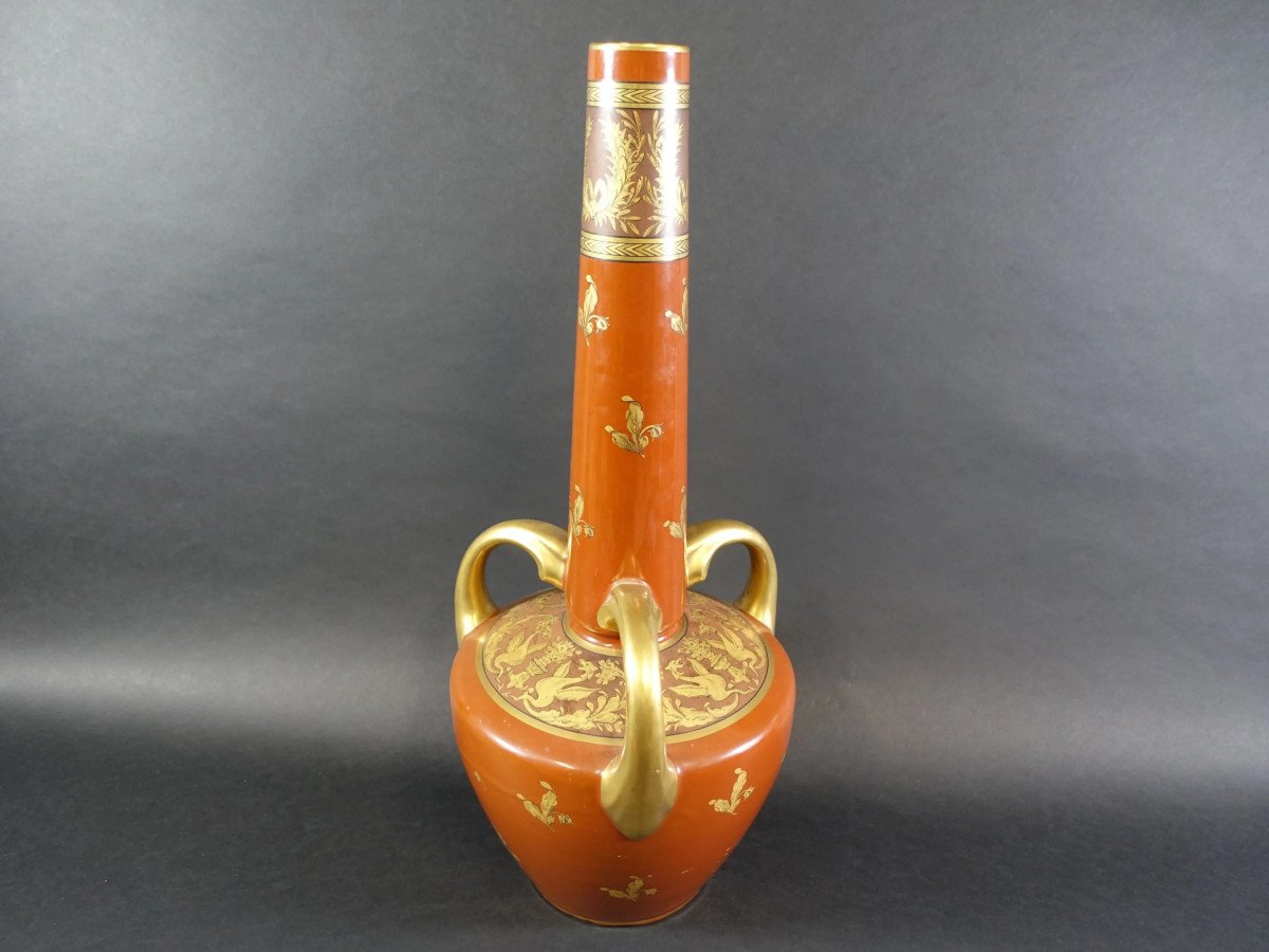 Grand Vase Art Deco En Ceramique , Jaget Et Pinon Tours, Circa 1930-photo-2