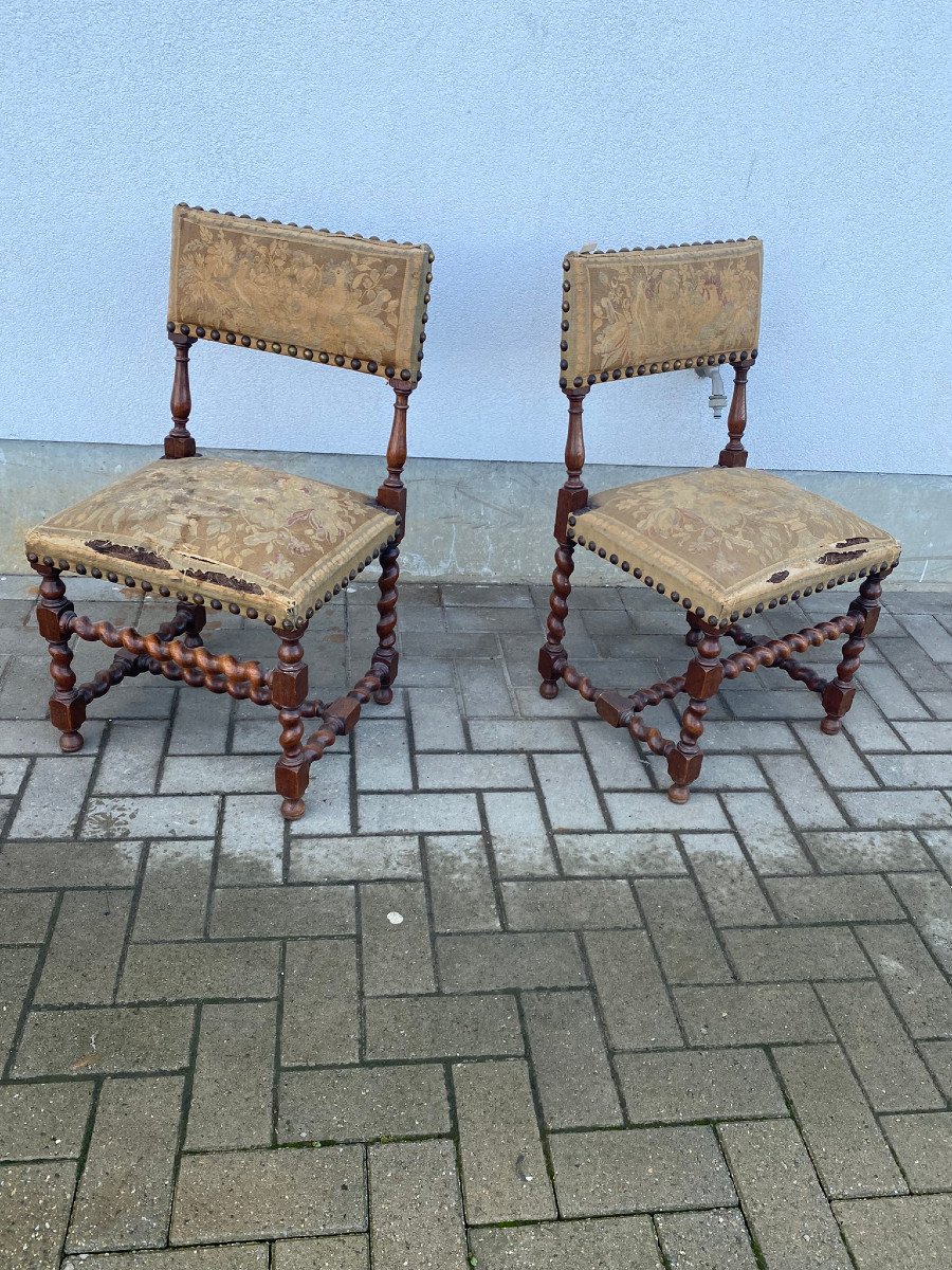 Pair Of Louis XIII Style Chairs, Circa 1900-photo-2