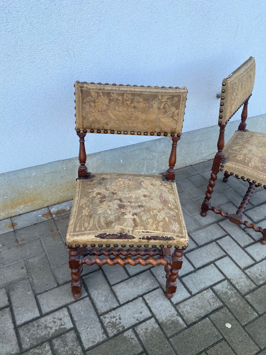 Pair Of Louis XIII Style Chairs, Circa 1900-photo-4