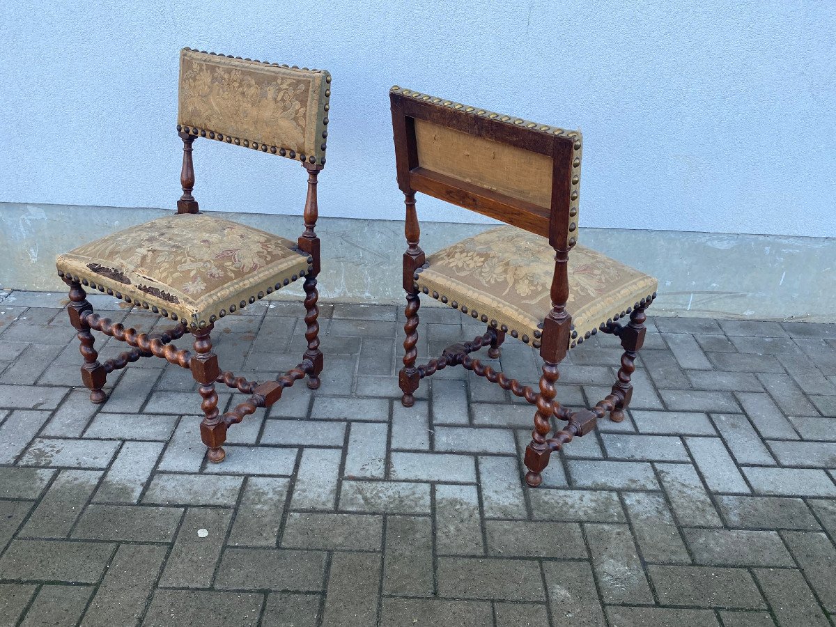 Pair Of Louis XIII Style Chairs, Circa 1900-photo-5