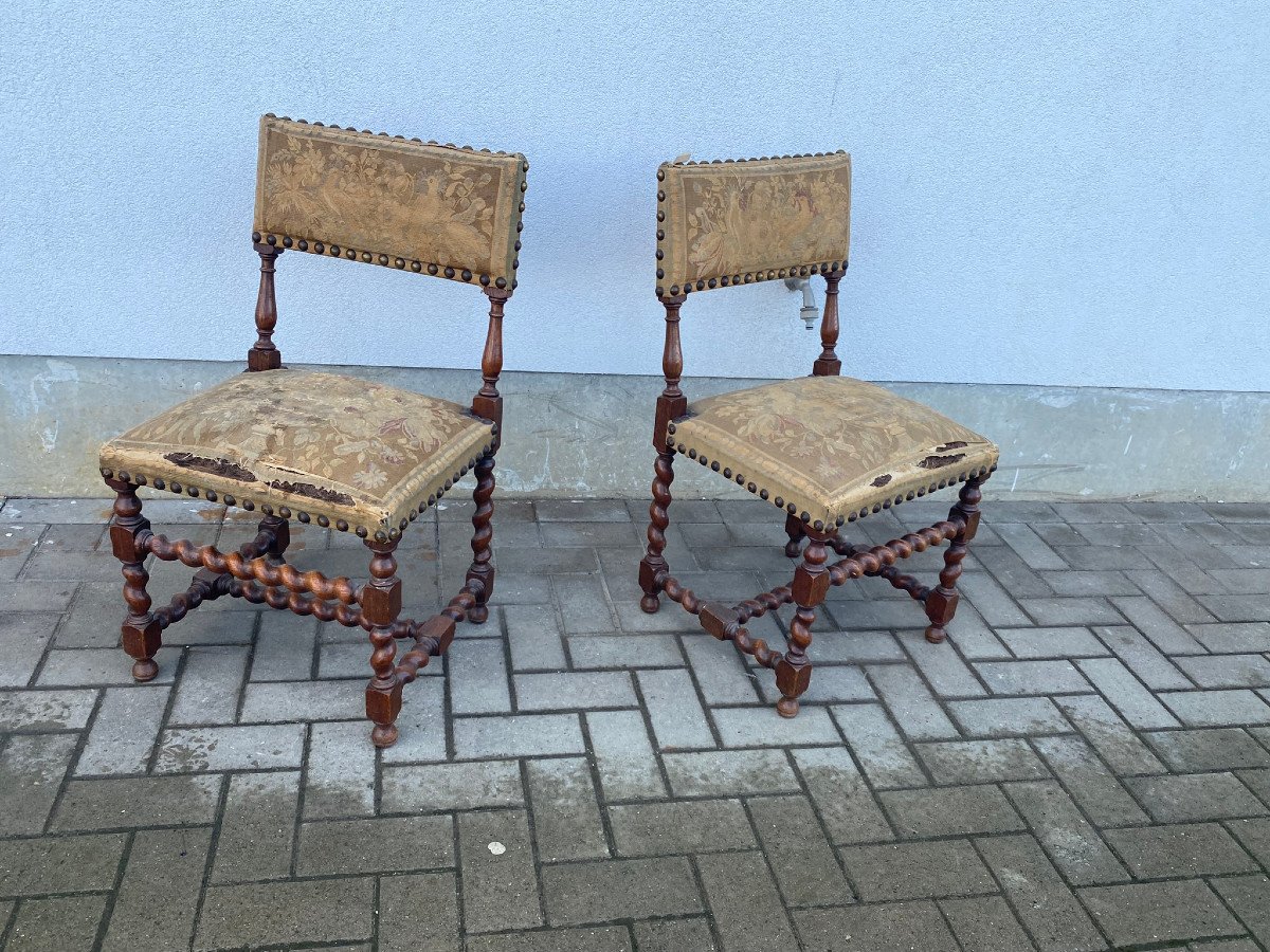 Pair Of Louis XIII Style Chairs, Circa 1900