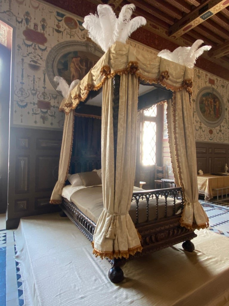 Louis XIII Style Four-poster Bed, 19th Century, Fully Restored-photo-3