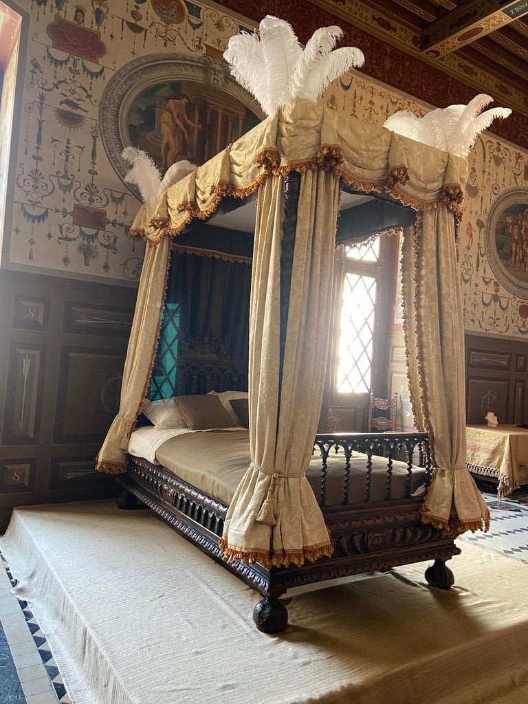 Louis XIII Style Four-poster Bed, 19th Century, Fully Restored-photo-2