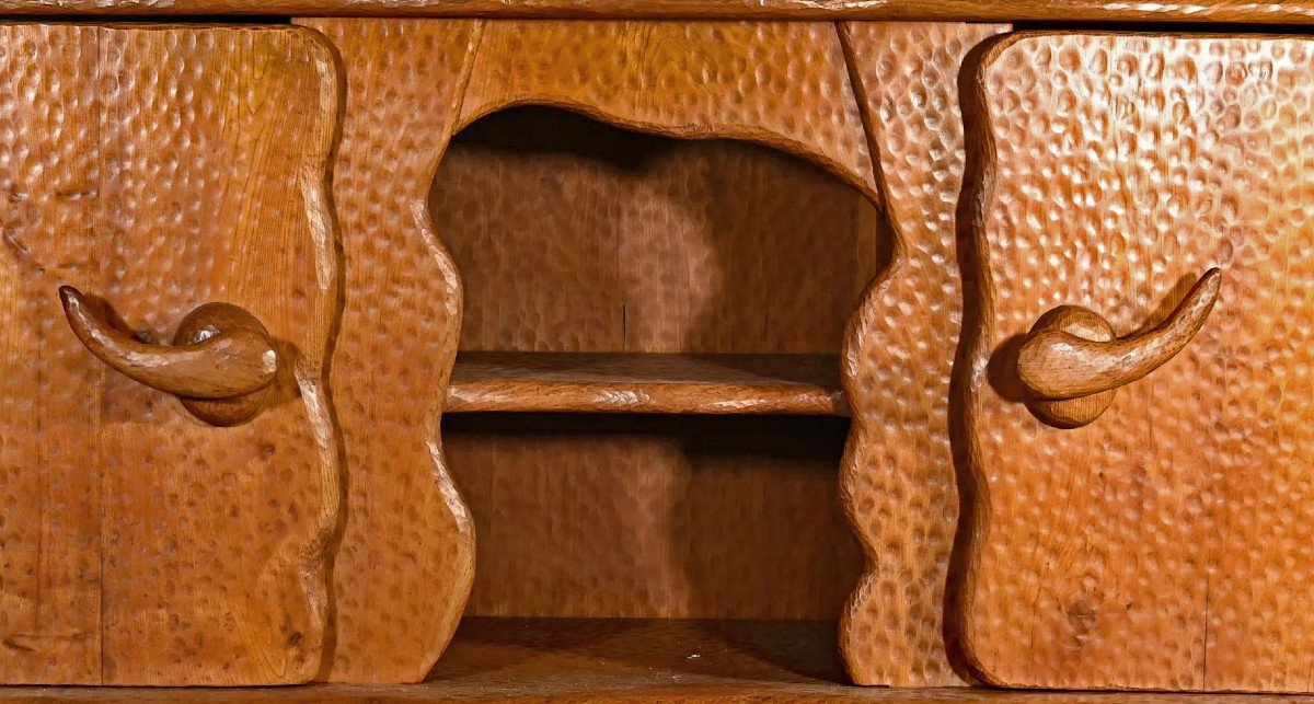 Original Brutalist Sideboard In Solid Elm Circa 1950/1960-photo-1