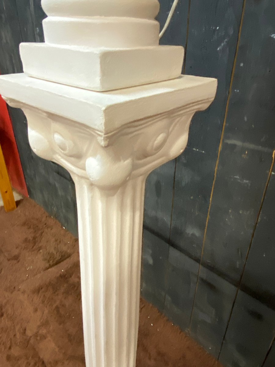 Pedestal And Its Neo-classical Plaster Light Basin Circa 1940/1950-photo-3