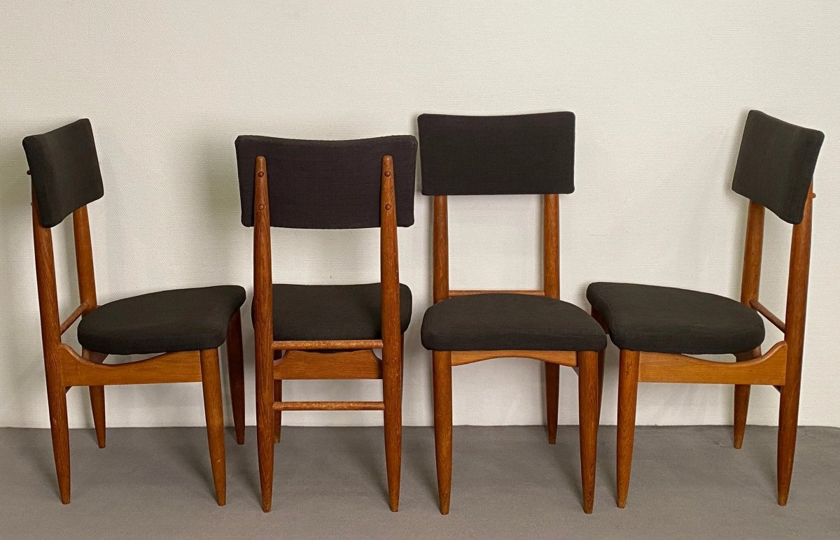 Guillerme Et Chambron, Suite Of 4 High Back Chairs, Edition Votre Maison Circa 1960-photo-3