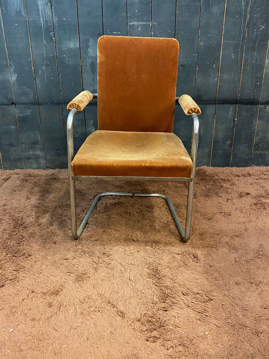 Curieux Fauteuil Art Deco Moderniste Circa 1930-photo-3