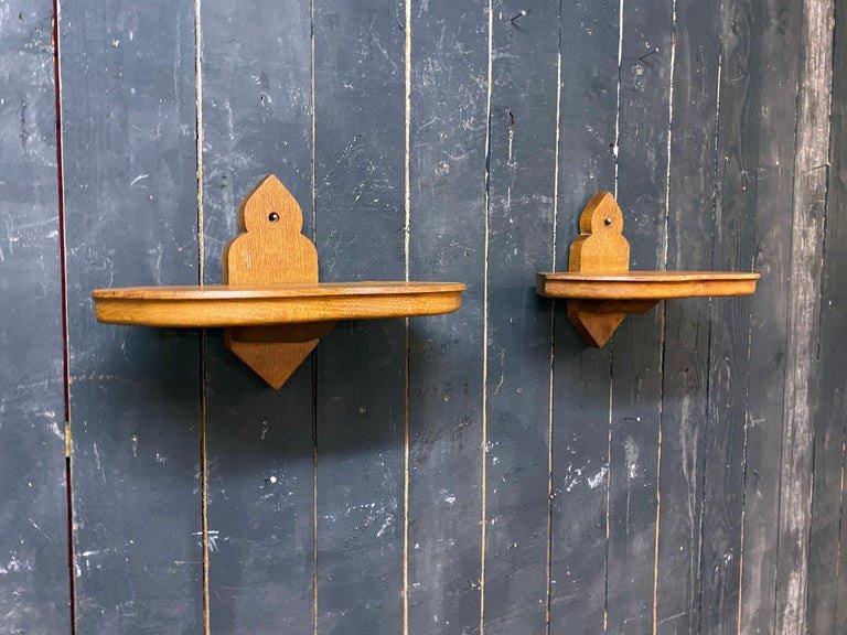 Guillerme Et Chambron, Pair Of Oak Shelves, Edition Votre Maison Circa 1950/1960-photo-2