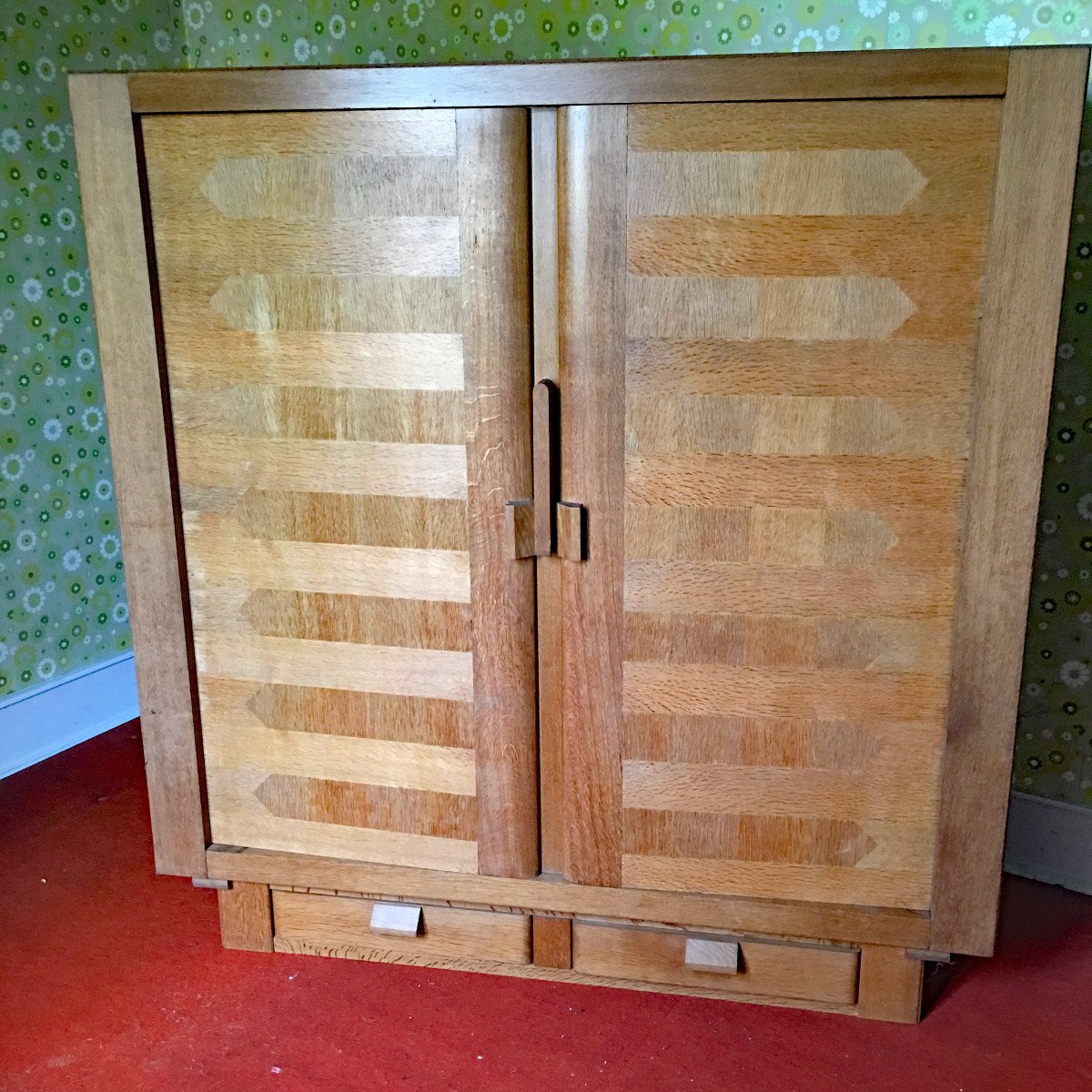 Guillerme Et Chambron Rare Armoire En Chêne , Edition Votre Maison Circa 1950/1960-photo-2