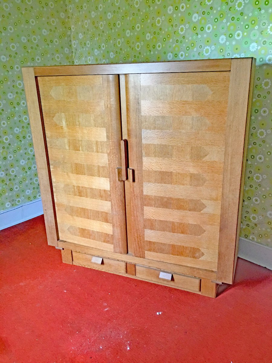 Guillerme Et Chambron Rare Oak Wardrobe, Edition Votre Maison Circa 1950/1960-photo-3