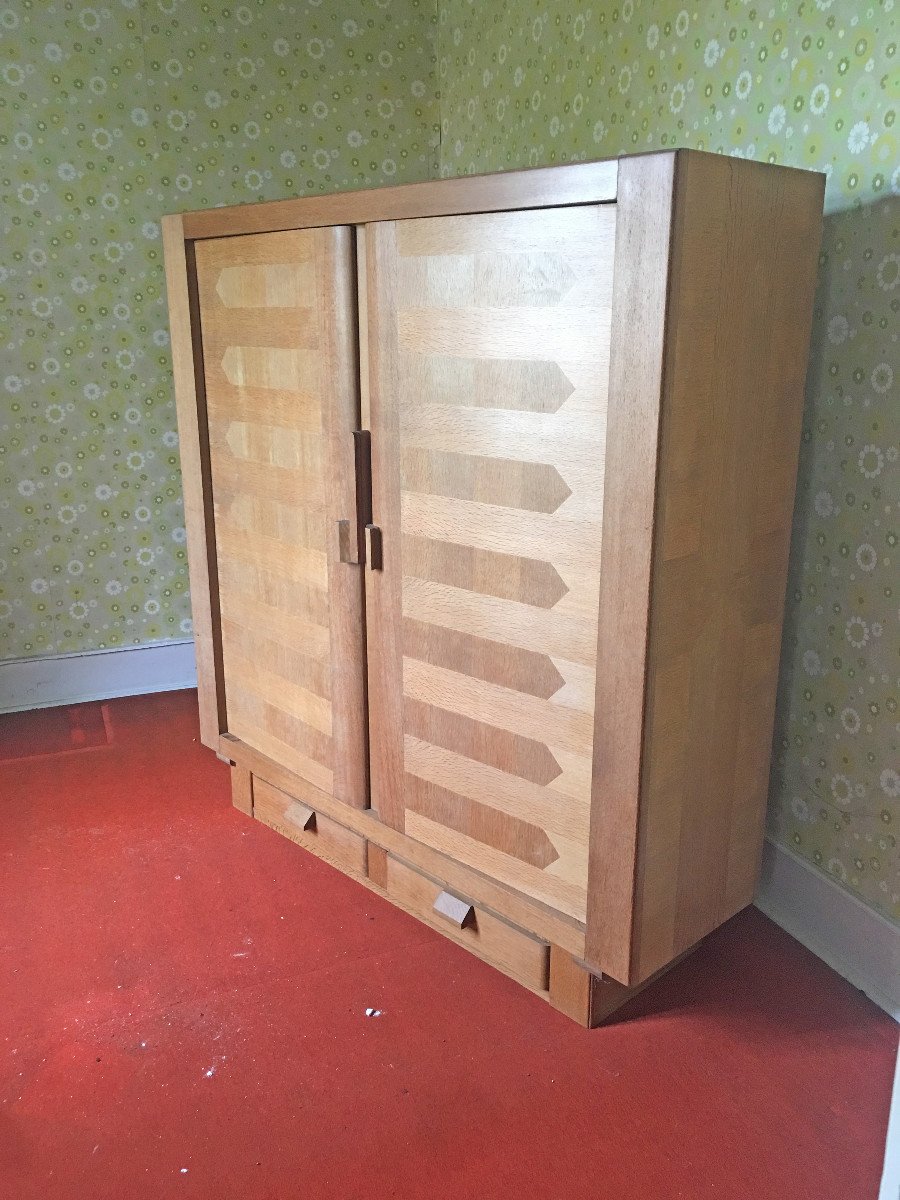 Guillerme Et Chambron Rare Oak Wardrobe, Edition Votre Maison Circa 1950/1960-photo-4