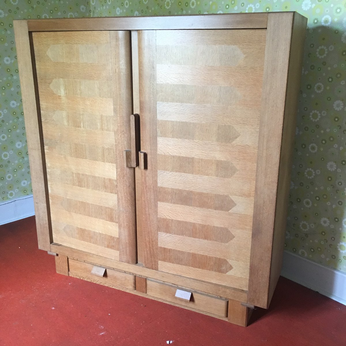 Guillerme Et Chambron Rare Oak Wardrobe, Edition Votre Maison Circa 1950/1960-photo-3