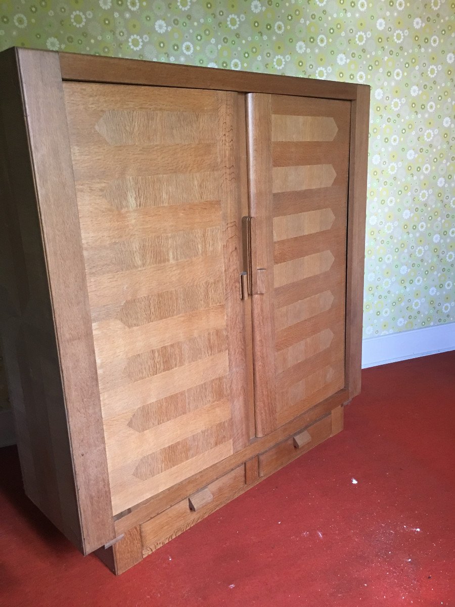 Guillerme Et Chambron Rare Oak Wardrobe, Edition Votre Maison Circa 1950/1960-photo-4