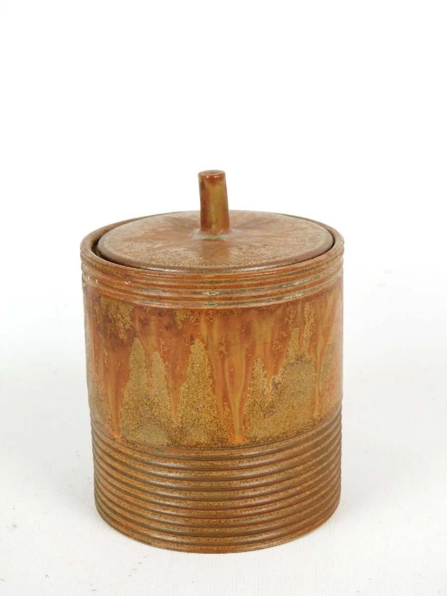 Denbac, Covered Box In Enamelled Stoneware, Circa 1950, Signed-photo-4